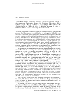 The Oxford History of English Lexicography. Volume I