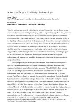 Anarchival Proposals in Design Anthropology