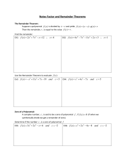 Notes Factor and Remainder Theorems