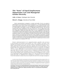 The &ldquo;State&rdquo; of Equal Employment Opportunity Law and Managerial