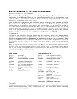 Earth Materials Lab 1 &ndash; the properties of minerals