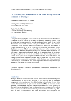 Tin clustering and precipitation in the oxide during autoclave