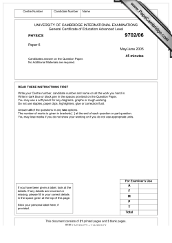 UNIVERSITY OF CAMBRIDGE INTERNATIONAL