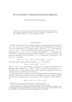 On the Stability of Monomial Functional Equations