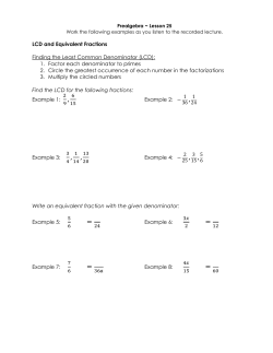 LCD and Equivalent Fractions Finding the Least Common