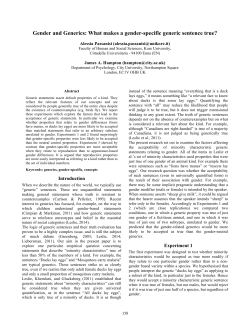 Gender and Generics: What makes a gender