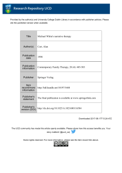 Title Michael White`s narrative therapy Author(s) Carr, Alan