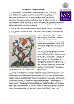 Top 20 Reasons to do Hand Embroidery