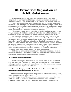 10. Extraction: Separation of Acidic Substances