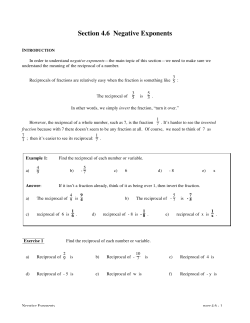 Section 4.6 Negative Exponents