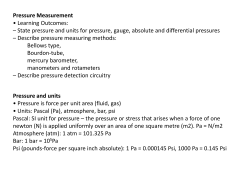 Pressure Measurement &bull; Learning Outcomes: &ndash; State pressure and