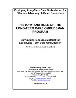 history and role of the long-term care ombudsman program