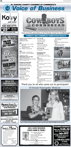 July 30, 2014 - El Dorado County Chamber of Commerce