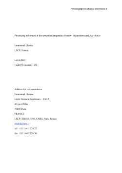 Processing free choice inferences 1 Processing inferences at the