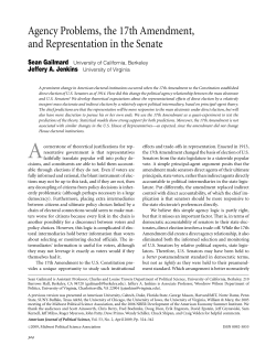 Agency Problems, the 17th Amendment, and Representation in the