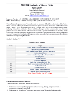 Mechanics of Viscous Fluids - Mechanical Engineering Stony Brook