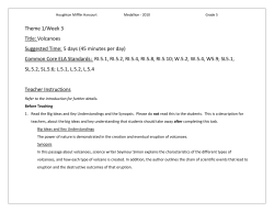 Theme 1/Week 3 Title: Volcanoes Suggested Time: 5 days (45