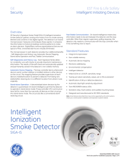 Data Sheet 85001-0291 -- Intelligent Ionization Smoke Detector
