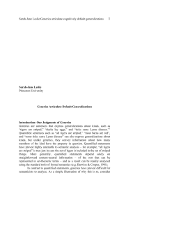 Sarah-Jane Leslie/Generics articulate cognitively default