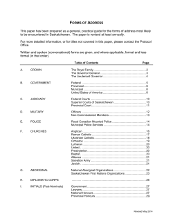FORMS OF ADDRESS - Saskatchewan