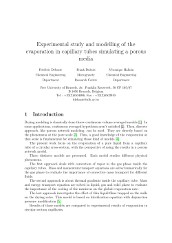 Experimental study and modelling of the evaporation in capillary