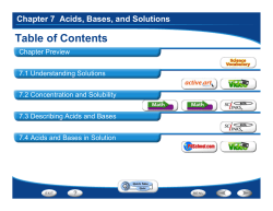 Chapter 7 Acids, Bases, and Solutions