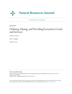 Defining, Valuing, and Providing Ecosystem Goods and Services