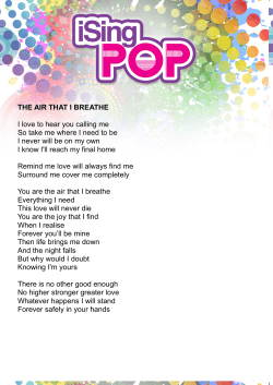 THE AIR THAT I BREATHE I love to hear you calling me So take me