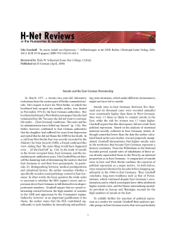Suicide and the East German Dictatorship - H-Net
