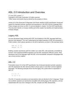 ASL 2.0 Introduction and Overview