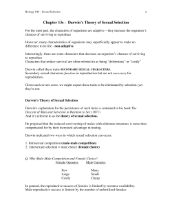 Chapter 13e - Darwin`s Theory of Sexual Selection
