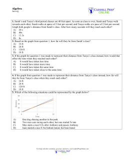 Algebra 1. Sarah`s and Tanya`s third period classes are 40 feet apart