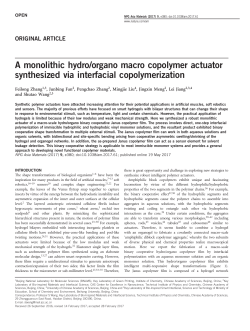 A monolithic hydro/organo macro copolymer actuator