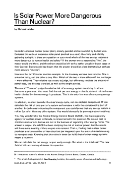 Is Solar Power More Dangerous Than Nuclear?