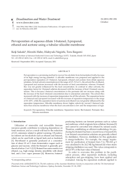 Pervaporation of aqueous dilute 1-butanol, 2