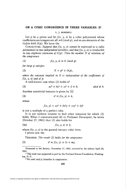 ON A CUBIC CONGRUENCE IN THREE VARIABLES. IP (1) f(x, y,z