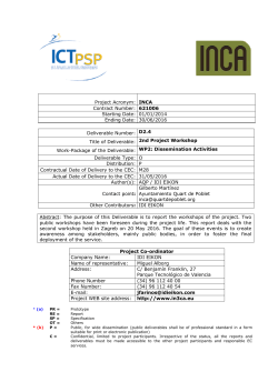 Project Acronym: INCA Contract Number: 621006 Starting Date: 01