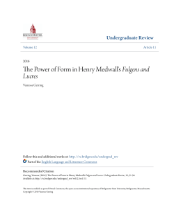 The Power of Form in Henry Medwall`s Fulgens and Lucres
