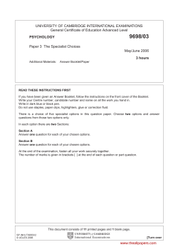 UNIVERSITY OF CAMBRIDGE INTERNATIONAL