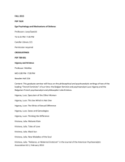 FALL 2015 PSP 761R Ego Psychology and Mechanisms of Defense