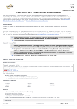 Science Grade 01 Unit 10 Exemplar Lesson 01: Investigating