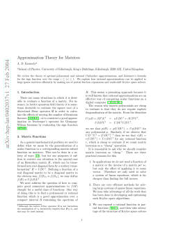 Approximation Theory for Matrices