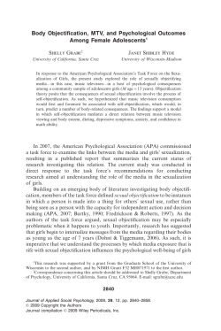Body Objectification, MTV, and Psychological Outcomes Among