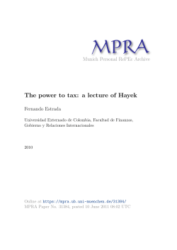 The power to tax: a lecture of Hayek