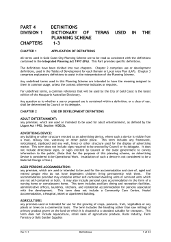 Part 4 - Definitions, Gold Coast Planning Scheme