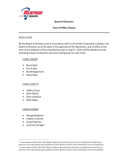 Board of Directors Term of Office Classes RESOLUTION By the