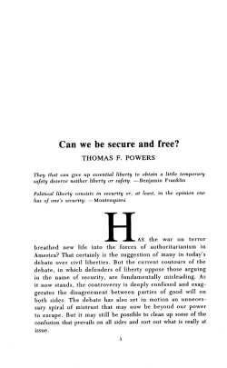 Can we be secure and free?
