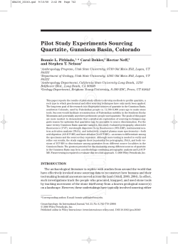 Pilot Study Experiments Sourcing Quartzite, Gunnison Basin, Colorado