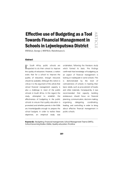 Effective use of Budgeting as a Tool Towards Financial