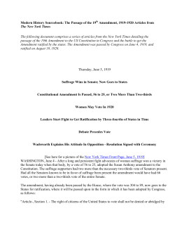 Modern History Sourcebook: The Passage of the 19th Amendment
